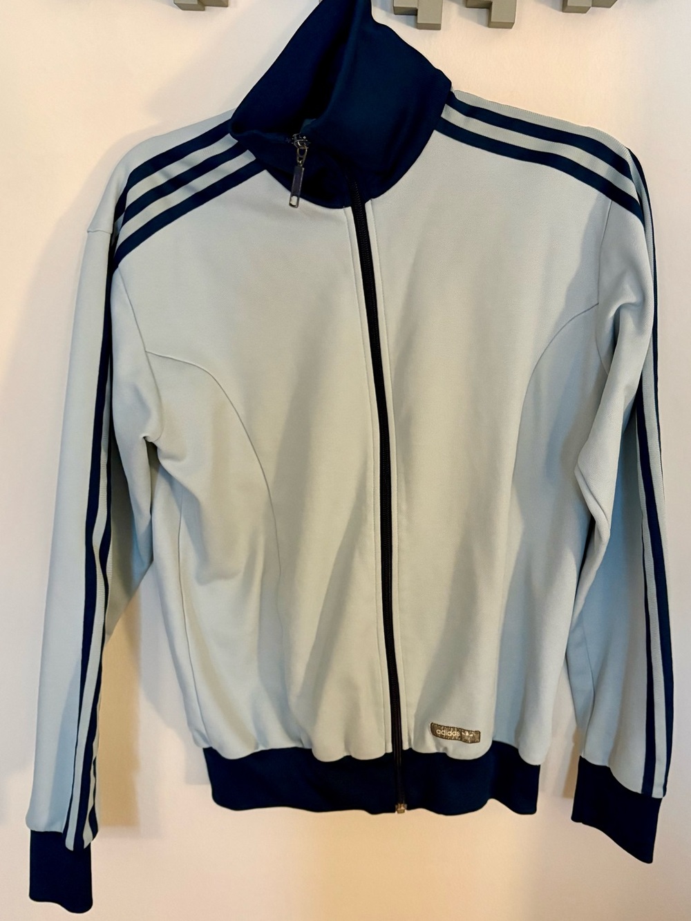 Adidas vintage womens or kids Light Blue & Navy Zip-Up Track Jacket Small
